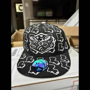 Rare New Orleans Hornets UNK Fitted Hat/Cap Size 7 3/8 NBA Black With White Trim